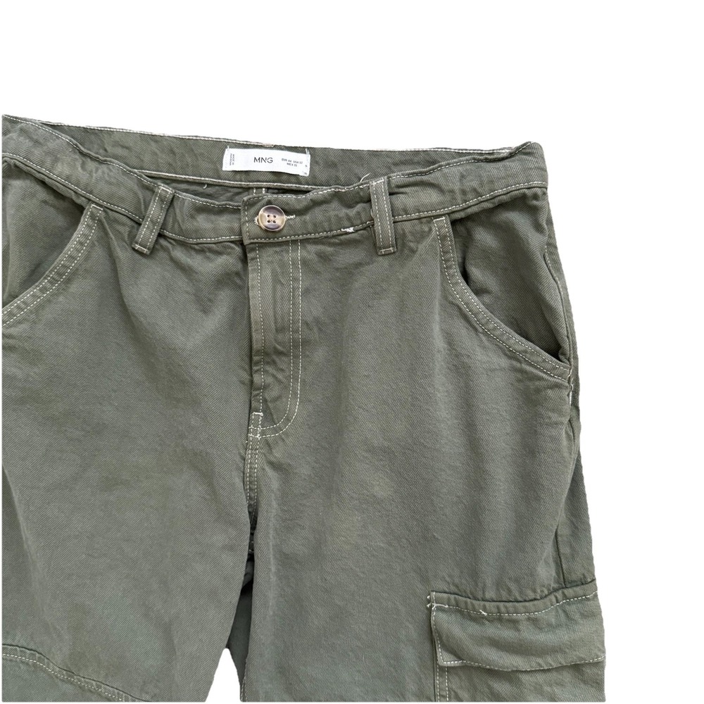 Mango Green Cargo Pants Womens 12 Utility Casual Retro Skater Y2K Cotton Denim - Picture 2 of 8